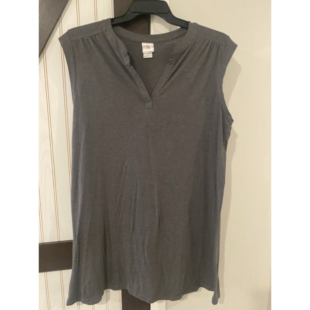 Natori Women Gray Sleeveless V-Neck Sleepshirt Nightshirt XL Pullover Solid